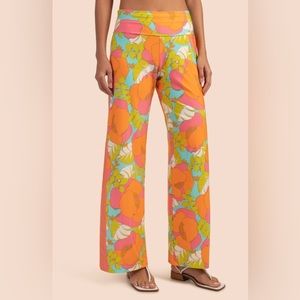 Trina Turk M Swim & Spa slit side pants fold over waistband swimsuit material